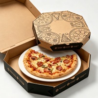 Boîtes à pizza octogonales biodégradables en gros, en carton kraft recyclé, jetables, pour la livraison et les plats à emporter des restaurants