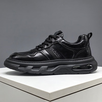 Chaussures de sport pour hommes en cuir véritable, élégantes, avec semelle épaisse en caoutchouc, chaussures décontractées avec coussin d'air, antidérapantes et durables
