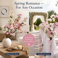 En stock – Branche de cerisier en soie réaliste bicolore, tige de sakura artificielle pour arrangements floraux printaniers à la maison, au bureau ou sur table – Vente en gros