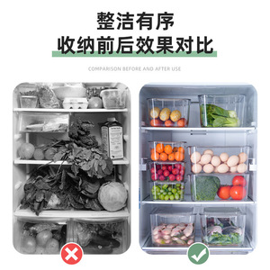 Fridge Organizer Storage <b>Boxes</b> With Lid For Food Fruits Vegetables And Eggs Rectangle <b>Plastic</b> Container Set - Product Image 2