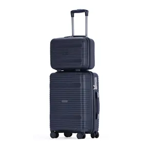Emay New Exclusive Carry on 2 Piece Set Travel Luggage Hard Shell PP Suitcase with Cosmetics Case