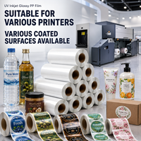 Rouleau géant de papier adhésif nacré UV pour étiquettes de bouteilles, autocollants de vente au détail, rouleau de film PP nacré personnalisable