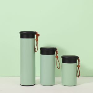 200ml 300ml 500ml Double Wall 304 Stainless Steel Vacuum Insulated Modern Camping Travel Water <b>Bottle</b> with Leather Handle - Product Image 4