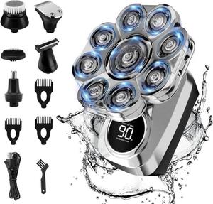 Upgraded 6-in-1 Electric <b>Razor</b> for Men 9D 9-Head Shavers with LED Display IPX7 Waterproof Rotary Shaver for Bald Men - Product Image 1