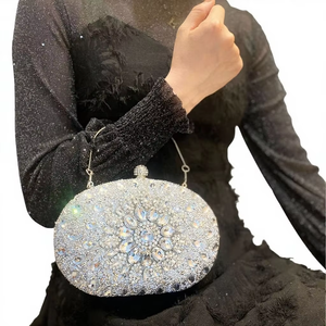 New Cross-border Polyester Bag Full Glitter Glass Rhinestone Buckle Chain Strap <b>Clutch</b> Birthday <b>Wedding</b> Party Tanjing - Product Image 1