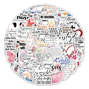 50pcs không thấm nước bible journaling đề can cho máy tính xách tay, điện thoại, cốc, máy tính xách tay, cảm hứng có thể tháo rời Christian Quote dán - Product Image 1