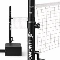 Poteau de filet de badminton et de tennis portable multisports, autoportant et réglable en hauteur pour l'entraînement sur terrain