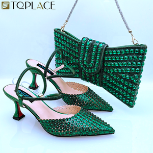 Ensembles de chaussures et de sacs <span class=keywords><strong>bleu</strong></span> <span class=keywords><strong>marine</strong></span> Chaussures et sacs de marque Ensembles assortis Tempérament haut de gamme Plein diamant pour dame - Product Image 2