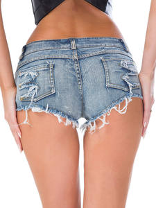 Moda Sexy corto Mujer playa Jeans pantalones cortos rasgados verano Denim agujero cintura inferior bajo versátil Slim Fit Pantalones mujer ropa - Product Image 3