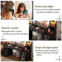 Table de maquillage de luxe moderne pour chambre à coucher avec miroir LED et tiroir lumineux, coiffeuse pour chambre