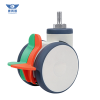 Approvisionnement d'usine Hôpital Chariot Médical Roulette Haute Qualité Universel 4/5 Pouces TPR En Plastique Double Roue avec Plaqué et Frein