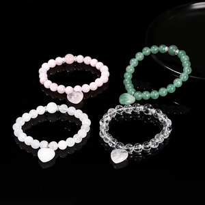 JD GEMS Wholesale Natural <strong>Stone</strong> Gemstone 8mm Rose Quartz Bracelet Healing Crystal <strong>Jade</strong> <strong>Stone</strong> Bracelet with Heart Pendant Charm - Product Image 3