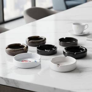 Cendrier en céramique moderne portable avec logo personnalisé, vente en gros OEM pour hôtel, restaurant, cendrier rond en porcelaine - Product Image 3