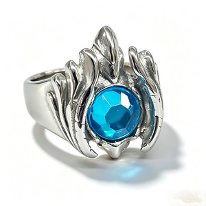 yunnique Men's <b>Titanium</b> Steel <b>Ring</b> Wings Shape Red Agate Bezel Setting Fashion Jewelry Gift - Product Image 2