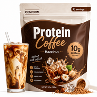 Poudre d'expresso instantanée OEM Premium, riche en protéines de lactosérum et prébiotiques, favorise la récupération musculaire, la concentration mentale et la digestion
