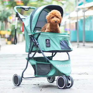 Stroller Anjing 3 Roda Lipat Kecil Grosir Stroller Hewan Peliharaan Dapat Dilepas untuk Anjing dan Kucing