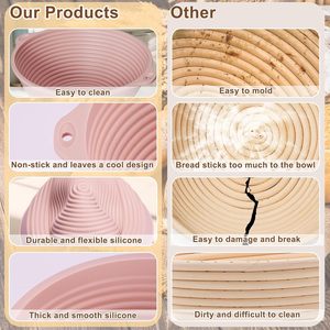 Silicone Foldable Reusable Eco-friendly Durable Fermentation <b>Basket</b> for Home Baking <b>Bread</b> and European <b>Bread</b> Proofing - Product Image 3