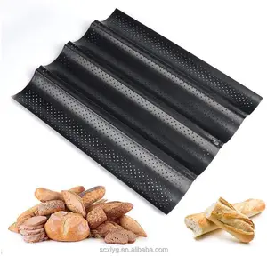 Perforated Loaf Bake Oven Mold 15" x 13"non-stick French baking pan 4 Loaves Baguettes Bakery Tray