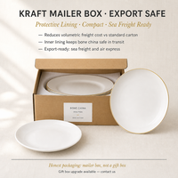 Service de vaisselle en porcelaine fine 4 ou 6 pièces avec bord doré – Vaisselle de luxe en céramique pour mariage – Vente en gros