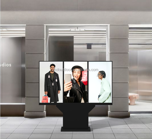 Thiết kế cạnh hẹp 1x55 2x55 3x55 inch sàn đứng kỹ thuật số ngoài trời IP66 ổ đĩa thông qua bảng kiosk cho nhà hàng - Product Image 4