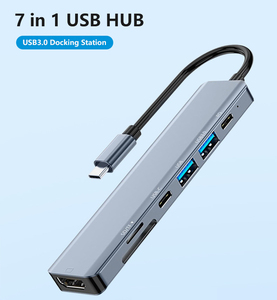 7 En 1 USB C Hub 3,0 Aluminio tipo C hub USB con 3,1 4 puertos de alimentación usb-c portátil Adaptador multifunción Estación de acoplamiento - Product Image 2