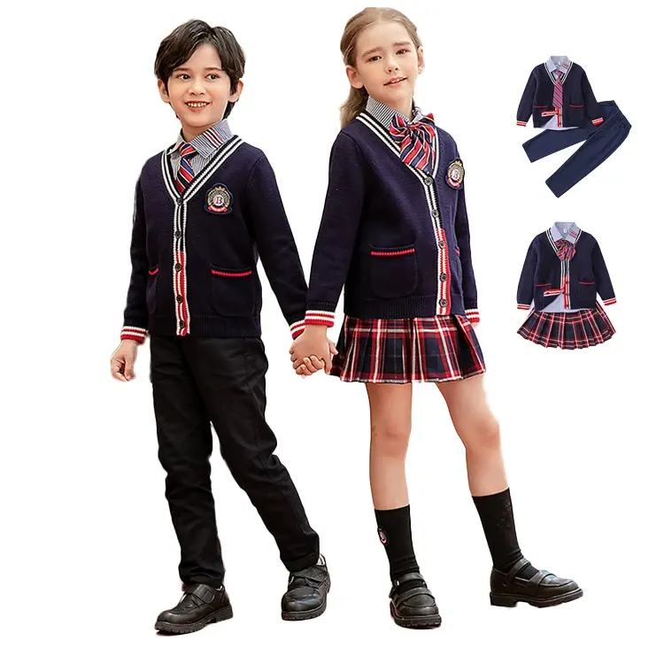 New Design Baby Girl Boy Alta Qualidade Custom Design Uk Estilo Crianças Custom Uniforme Escolar High School