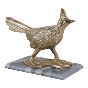 Scultura di uccello in metallo con base in marmo, ornamento decorativo per mensole e tavolini da caffè - Product Image 2