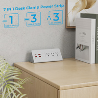 Multiprise de Bureau à Pince Triangulaire avec Chargeur Rapide USB PD 20W QC 3.0