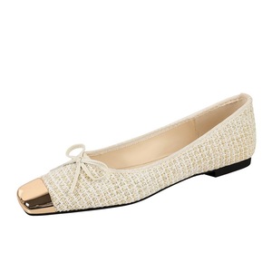 2025 Elegant Women Metal Square Toe Ladies <b>Bow</b> Flat <b>Shoes</b> - Product Image 6