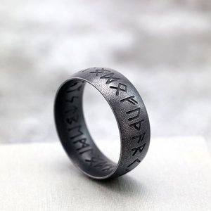 Nordic Vintage Stainless Steel <b>Ring</b> Viking Rune Letter Band Hip Hop Style Gift Jewelry - Product Image 2