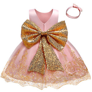 Vestidos de niña con lentejuelas y lazo, vestido de encaje para niñas, vestido de princesa para boda, falda para niñas pequeñas - Product Image 4