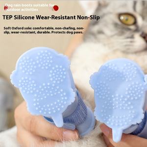 Sepatu bot hujan anjing antiselip, sepatu pemotong kuku antigores tahan aus kucing luar ruangan pola polos klasik - Product Image 3