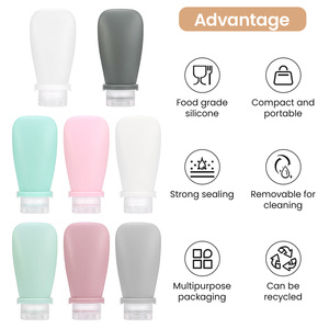 Silicone <b>Travel</b> Size Squeeze <b>Bottles</b> Kit 4 in 1, TSA Approved Leak Proof <b>Refillable</b> Liquid Dispenser for Cosmetic Lotion - Product Image 5