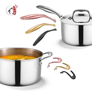 Chất lượng cao 10 cái cấp thực phẩm nhà bếp nấu ăn chậu và chảo Set tri-ply thép không gỉ <span class=keywords><strong>Cookware</strong></span> sets - Product Image 4