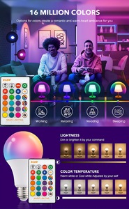 16 triệu màu A19 <span class=keywords><strong>A60</strong></span> RGB <span class=keywords><strong>LED</strong></span> <span class=keywords><strong>Bulb</strong></span> Memory điều khiển từ xa 3W 5W 10W 110V 220V <span class=keywords><strong>RGBW</strong></span> Ánh sáng thay đổi màu sắc cho khách sạn KTV E27 - Product Image 6