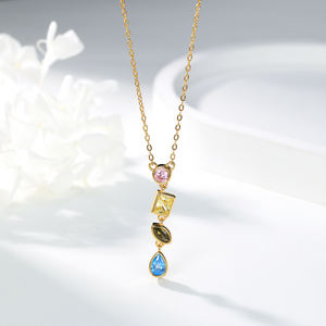 Collar con Colgante Geométrico de Plata de Ley 925 Chapado en Oro de 18K, con Circonita, 42+3cm, para Mujer, Ideal para Fiestas de Compromiso, Silver City Trendy - Product Image 6