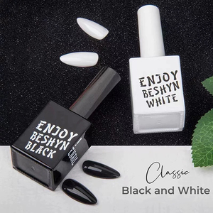 MyBeautyNails Nail Supply UV LED Blanco <span class=keywords><strong>y</strong></span> Negro Gel Polish Set Color Gel Nail Art Paint Super Black and White Nail Gel Polish - Product Image 1
