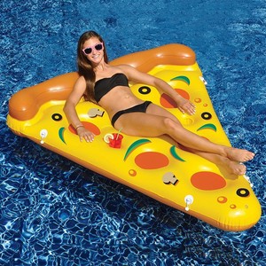 Bouée gonflable unique en forme de <span class=keywords><strong>pizza</strong></span>, chaise longue aquatique pour adultes, lit flottant coloré pour divertissement, jouet de piscine à chevaucher - Product Image 2