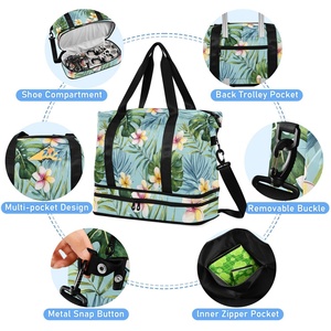 Custom Hawaii Flower Large Capacity Waterproof Polyester Storage Luggage Duffel Fitness Portable Travel Bag With Makeup Pouch - Product Image 5