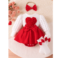 Combinaison bébé fille printemps en coton style princesse avec manches bulles 3D, jupe à nœud, bandeau et chaussettes
