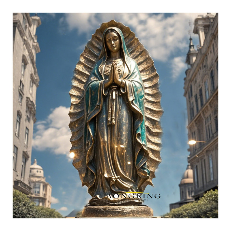 Virgin Guadalupe Statue Religious Sculpture Mary