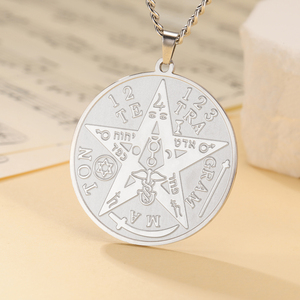 Myshape tetragrammaton ngũ giác Vòng cổ bảo vệ huyền diệu amulet Wicca đồ trang sức cổ xưa Tên quyền lực của thần thép không gỉ - Product Image 3