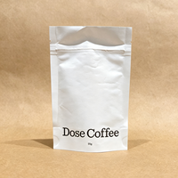Sac d'emballage en papier kraft blanc recyclable PLA PBAT 50g pour café torréfié en poudre 8oz 12oz 340g 250g avec fermeture éclair réutilisable