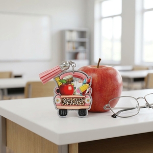 Portachiavi Personalizzato con Glitter per l'Apprezzamento degli Insegnanti |   Regalo Personalizzato in Acrilico a Forma di Scuolabus |   Souvenir all'Ingrosso per la Festa degli Insegnanti 2026 - Product Image 4