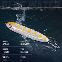 Leurre de pêche flottant Spook Popper 180mm 105g en ABS pour la pêche au bar, au cabillaud, au zander et aux poissons d'eau salée