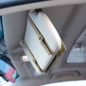 Tactical <b>Molle</b> Car Sun Visor Organizer Khaki Nylon Storage <b>Bag</b> For Vehicle Truck With Multiple Pockets And Hooks - Product Image 3