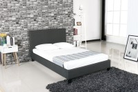 Nouveau design, cadre de lit de luxe en cuir pour lit King, Queen, Double ou Full Size, avec tête de lit haute et lattes en bois réglables.