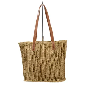 Casual traveling large capacity handbag pure beach bag with zipper portable handmade crochet bag