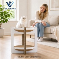 Plateforme à gratter pour chat en carton ondulé, forme tabouret, à deux niveaux, avec bol rond, mobilier d'intérieur, vente en gros