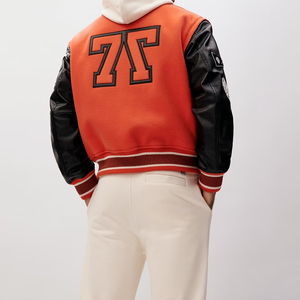 Chaqueta Varsity de Baloncesto y Béisbol para Hombre, Personalizada con Parches, Cuello Alto de Lona, Logotipo Frontal, Transpirable, para Primavera - Product Image 2